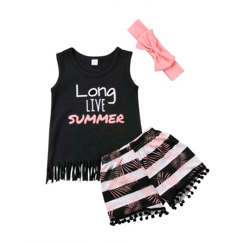luethbiezx USA 3PCs Toddler Kid Baby Girl Summer Top T-shirt+Short Outfit Set Clothes NEW