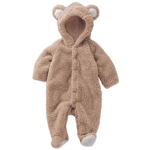 XYIJANI Clearance Baby Boy Clothes 3-6 Months Baby Ha Clothing Autumn and Winter Coral Velvet Hooded Long Sleeved Crawling Suit Baby Cute Warm New Born Clothes Baby Girl (Brown,Newborn)