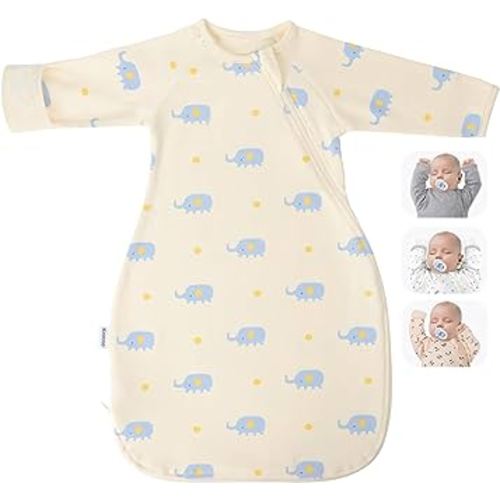 Premium Soft Cotton Transitional Swaddle Sack with Arms Up & Sleeves 3-6 Months, Mitten Cuffs, 2-Way Zipper, Sleeping Sacks for Newborns - Calms Startle Reflex, Boys & Girls Sleep Bag