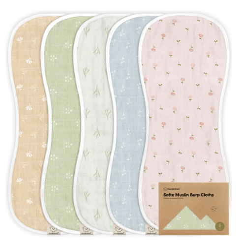 Organic Baby Burp Cloths & Bibs Set For Feeding – Wild Bloom - KeaBabies