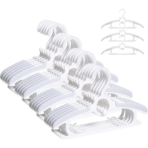 JSF Kids Hangers, Extendable & Stackable Baby Hangers, 20pcs Grey Plastic Baby Hangers for Baby Toddler Children Kids Teen, 11~14Inch Non-Slip Plastic Adjustable Kid Hangers, Baby Clothes Hangers
