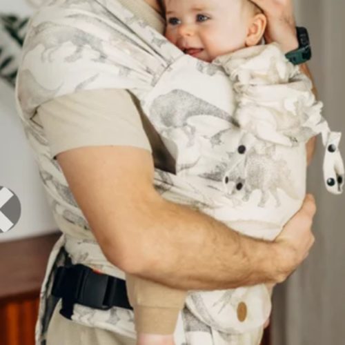 LennyHybrid Half Buckle Carrier, Standard Size, jacquard weave 100% cotton - JURASSIC - ICE DESERT