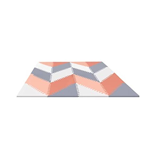 Skip Hop Baby Play Mat, Interlocking Foam Floor Tiles, 70" x 56", Playspot, Grey/Peach