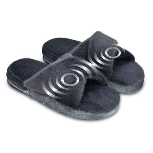 Health Touch Massaging Plush Slippers, Gray