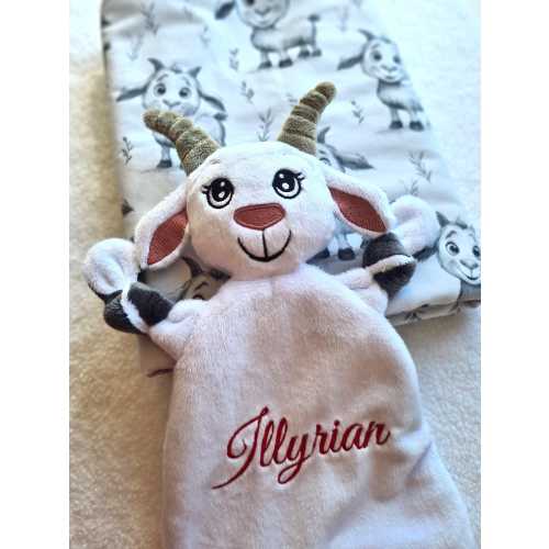 Personalized Goat Comforter, Soft Minky Security Blanket, Farm Animal Lovey