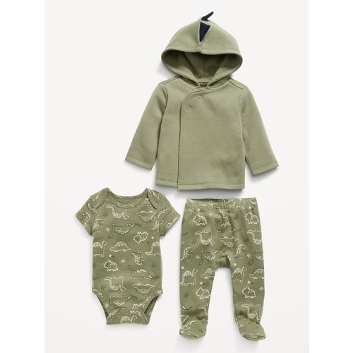 Unisex 3-Piece Dino-Print Layette Set for Baby