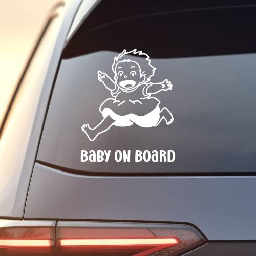 Anime Ghibli Ponyo Baby on Board Waterproof Vinyl Car Window and Laptop Decal Sticker for Parents Unique Baby Gift