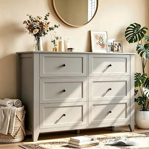 Garvee Grey 6-Drawer Dresser for Bedroom, 41.7" L Entryway Storage Drawers