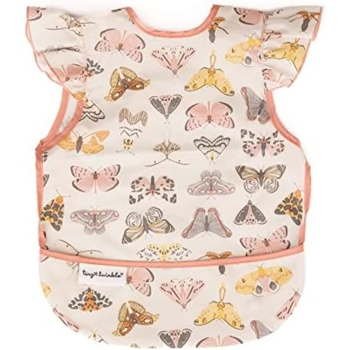Tiny Twinkle Mess Proof Baby Bib for Girls | Waterproof Toddler Bib for Eating | Baby Apron for Feeding | Machine Washable | Perfect Shower Gift (Flutter, 6–24M)