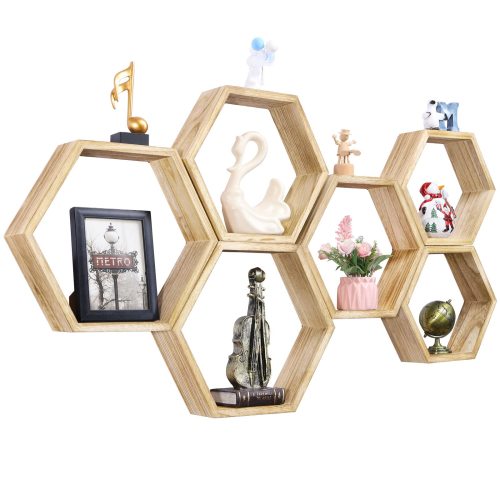 Amazon.com: NOVIMANGO Hexagonal Floating Shelves Set of 6, Honeycomb Shelves | Hexagon Hanging Shelves, Wooden Hexagon Shelves, Farmhouse Storage, for Wall Decor, for Bedroom Nursery, Free Combination