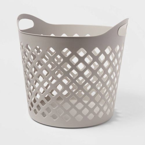 1bu Flexible Diamond Round Laundry Basket Gray - Brightroom™: Polyethylene, 35.2L Capacity, Built-In Handles, Multipurpose