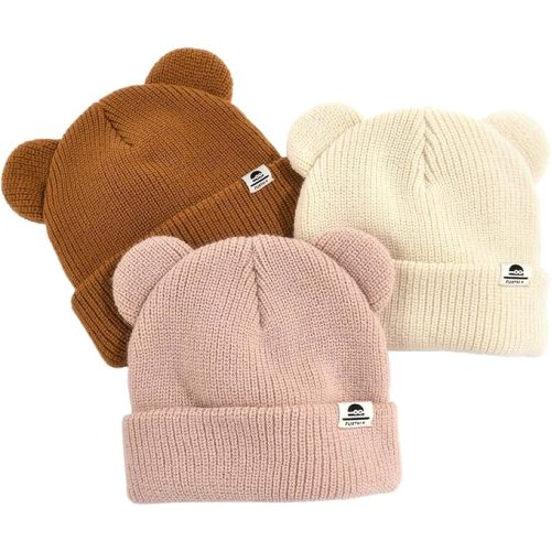 FURTALK Baby Beanie Winter Hat with Bear Ear for Infant Toddler Boys Girls Soft Knitted Skull Cap