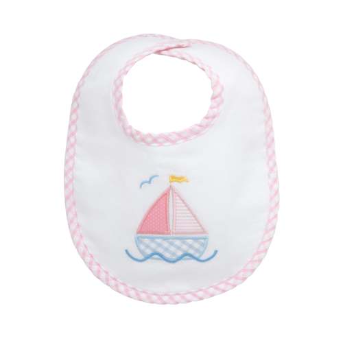 Sailboat Applique Basic Bib, Pink