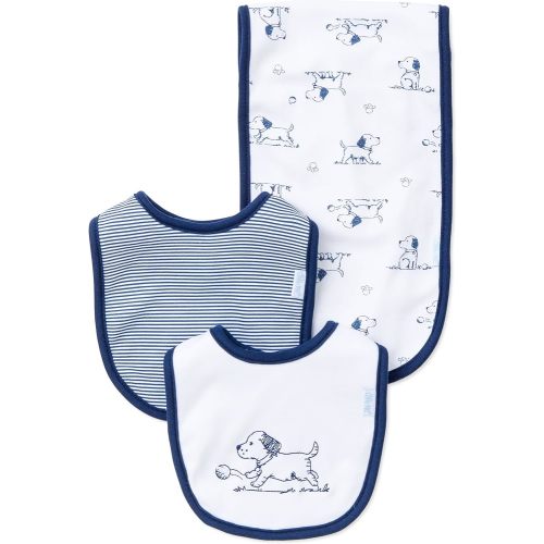 Little Me Clothes for Baby Boys’ and Girls’ 3-Piece Bib and Burp Sets, 2 Bibs and 1 Burp Cloth, Soft Cotton Feeding Essentials with Velcro Closures, Absorbent, Machine Washable