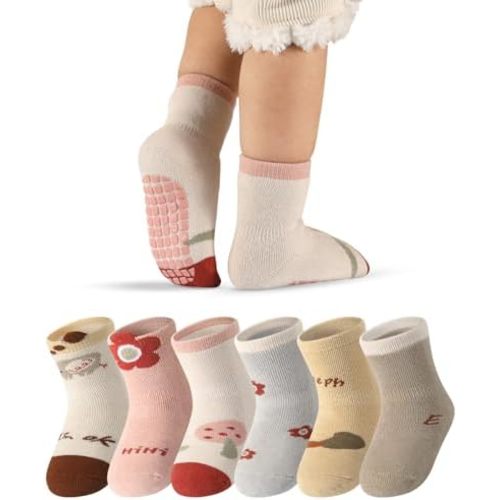 Baby Socks with Grip 6 pairs Non anti Slip Thick Winter Warm cotton Infants