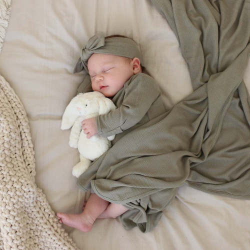 Bamboo Waffle Knit Large Bow Headwraps