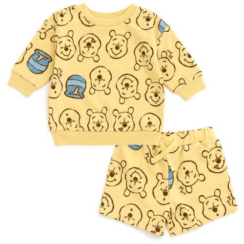 Disney Winnie the Pooh Newborn Baby Boys French Terry Sweatshirt and Bike Shorts Newborn to Toddler