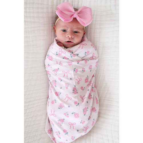 Ribbon & Roses Oversized Swaddle Blanket | Pink