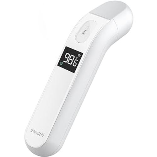 iHealth Digital Thermometer for Adults and Kids - Infrared Forehead Thermometer with Color Fever Indicator - Touchless, Fast, Accurate Results in 1 Second - Silent Mode, Easy-to-use for Home - PT2L