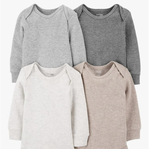 Simple Joys by Carter's Baby 4-pack Soft Thermal Long Sleeve Bodysuits