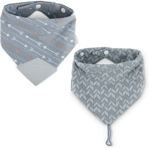 BooginHead Cotton Baby Drool Bibs, Teething Bib and Pacifier Holder Bib, Blue Arrows