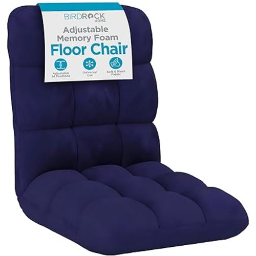 BIRDROCK HOME Adjustable Memory Foam Floor Chair - Ideal for Gaming, Reading, Meditation - Comfortable and Versatile - Suitable for Kids and Teenagers - Comfy Foldable Floor Seat - Blue