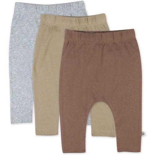 HonestBaby Multipack Harem Pants Roomy Fit Pull on Bottoms 100% Organic Cotton for Baby Boys, Girls, 3-Pack Natural Ombre, 3-6 Months