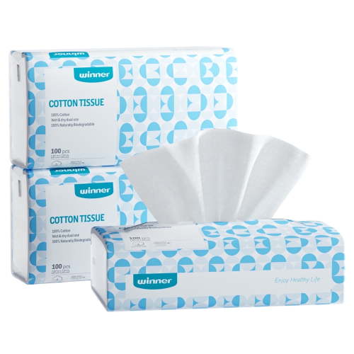 Winner Clean Towel, 100% USA Cotton Face ToweL, Disposable Face Towelette, Makeup Remover Dry Wipes, Unscented Cotton Tissues for Sensitive Skin, 300 Ct