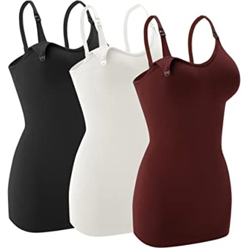 Nursing Tank Tops for Breastfeeding - Pregnancy Must Haves Maternity Camisoles with Built in Bra
