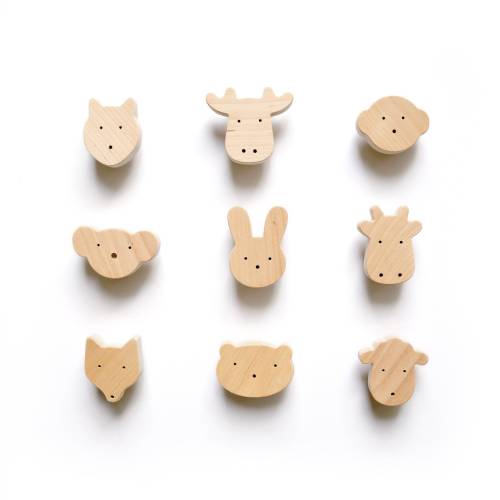 Wooden Animal Knobs for Nursery Drawers and Cabinets by Mielasiela - 1 pcs