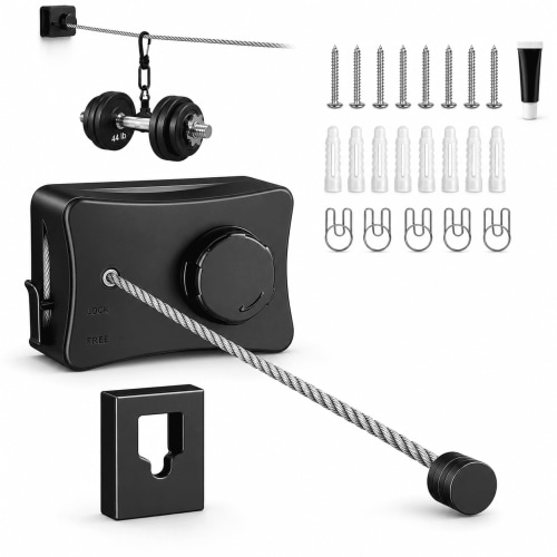 Black Retractable Clothesline Indoor Outdoor 16.7ft Heavy Duty Laundry Drying Rack