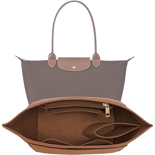 Purse Organizer Insert for Le Pliage Large Handbags Insert Organizer (Brown, Large)