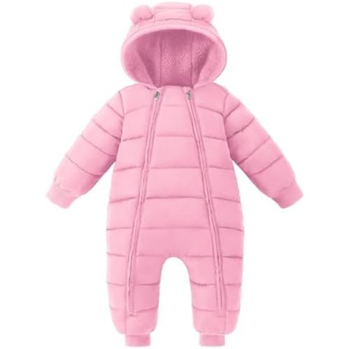 XMWEALTHY Baby Snowsuit Toddler Girl Clothes Cute Hooded Double Zipper Boys Winter Coat Unisex Romper for Infant