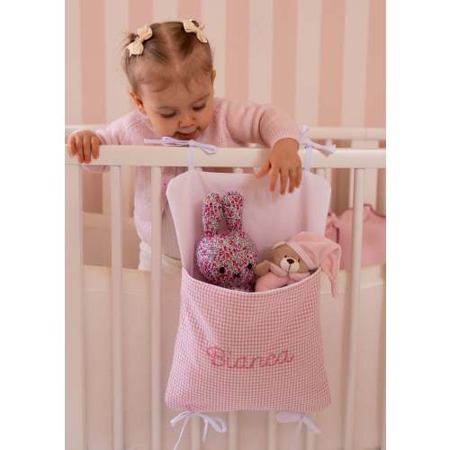 Cot and bed pocket - Vichy Pink