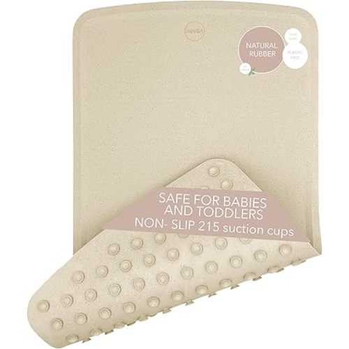 HEVEA Baby & Toddler Bath Mat - 100% Natural Rubber Non Slip Bathtub Mat for Baby - Upcycled, Danish Design - Safe & Sustainable Bathroom Essential (Sand)