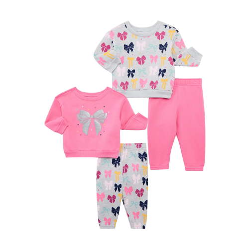 Garanimals Baby Girls Mix and Match Fleece Outfit Set, 4-Piece, Sizes 6M-24M