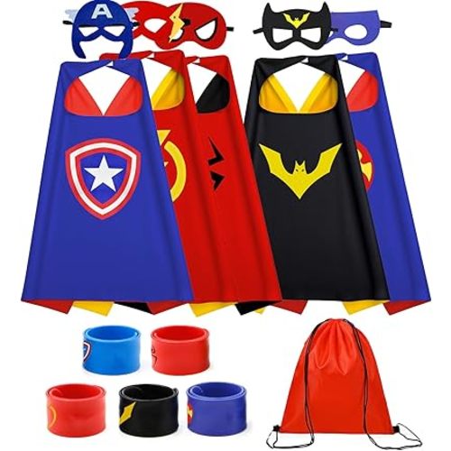 Kids Capes Set and Wristbands Kids Costumes Halloween Christmas Cosplay Dress Up for Boys Girls