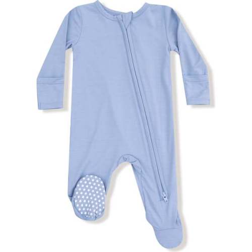 2 Way Zipper Footie Basics, Soft Chambray - Angel Dear | Maisonette