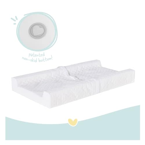 Regalo Baby Basics Non-Slip Infant Changing Pad with Patented Easy-Grip System – Water Resistant Cover, Compatible with Standard Changing Pad Covers and Dressers, Safe and Secure, White