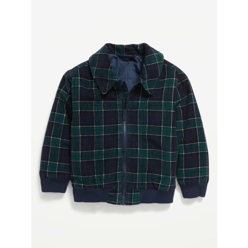Plaid Corduroy Bomber Jacket for Toddler Boys