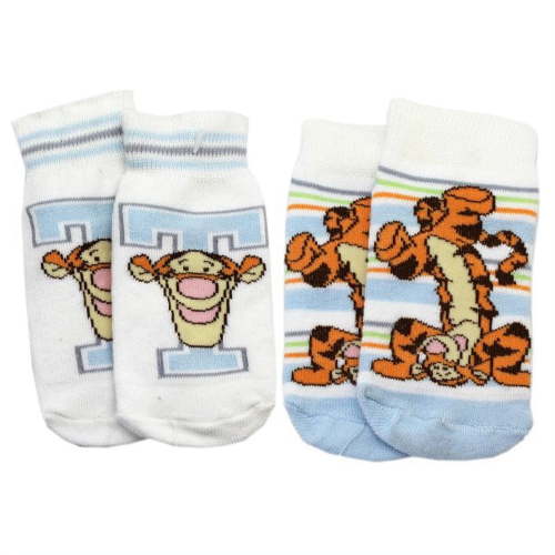 2 Pairs Of Disney's Winnie the Pooh Light White/Blue Tigger Infant Socks (18-24 Months)