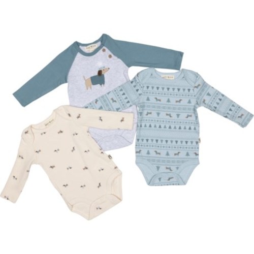 Rabbit + Bear Organic Newborn Boys Puppy Baby Bodysuits - 3-Pack, Long Sleeve - Save 35%