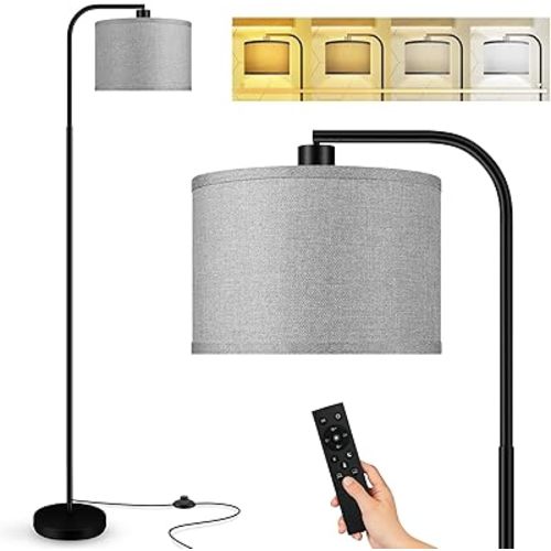 BoostArea Dimmable Floor Lamp for Living Room,Arc Sofa Lamps with Remote Control,Stepless Dimmable & Colors Temperature 2700k-6500k,67 in,Tall Modern Standing Lamp for Bedroom Study Room Office,Grey