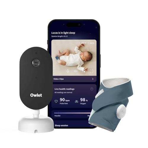 Owlet Dream Duo (3rd Gen) – FDA-Cleared Smart Baby Monitor with Sock & HD Video Cam, Tracks Pulse Rate, Oxygen & Sleep, 2K HD Video, Cry & Motion Alerts, Temp Monitoring - Bedtime Blue