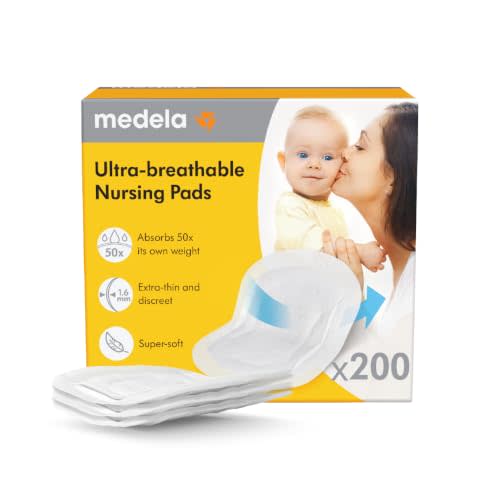 Medela Ultra-Thin Nursing Pads, Max Absorbency, 200 ct Individually Wrapped | Breathable, Hypoallergenic, Soft, For Sensitive Skin, Disposable, Everyday Breastfeeding Comfort