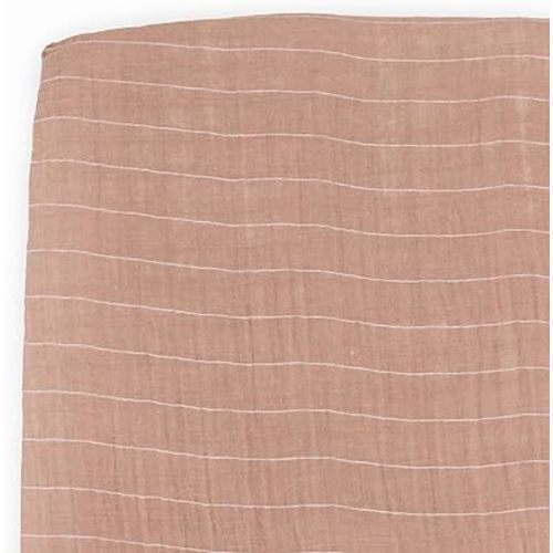 Little Unicorn Premium Crib Sheet | Breathable & Super-Soft Muslin Fabric (Mauve Stripe)