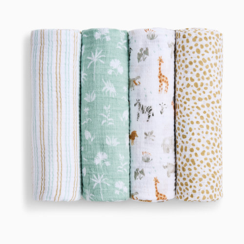 Aden + Anais Essentials Cotton Muslin Swaddles (4 Pack) - Giraffe Safari