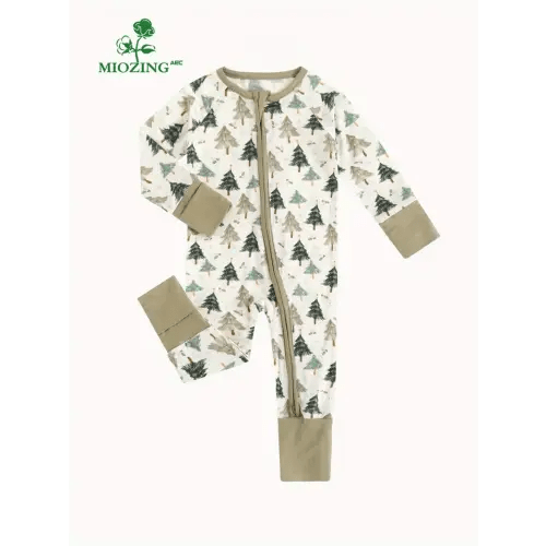 baby boy christmas tree print romper bamboo fiber - Temu