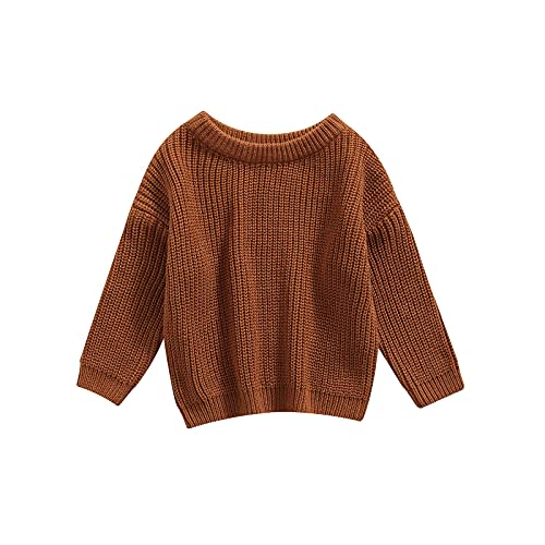 Toddler Infant Baby Girl Boy Knit Sweater Solid Color Oversized Crewneck Warm Pullover Sweatshrit Fall Winter Tops