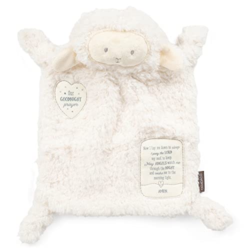 DEMDACO Clean White Fuzzy Lamb Goodnight Prayer Polyester Plush Children's Stuffed Animal Blankie